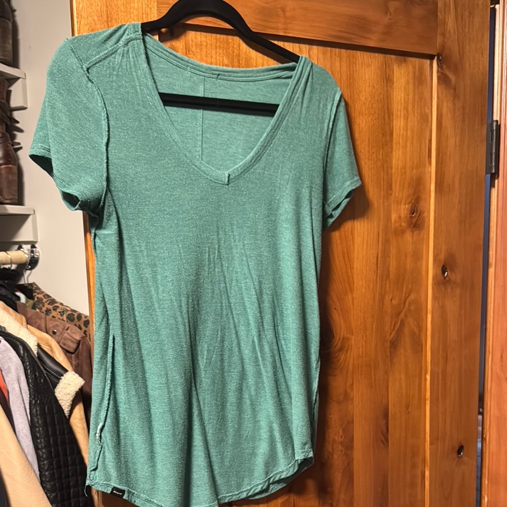 Green V-Neck Women's Top